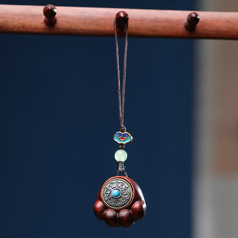 Sandalwood Small Leaf Red Sandalwood Green Sandalwood Lucky Cat Paw Claw Om Mani Padme Hum Protection Phone Hanging Decoration