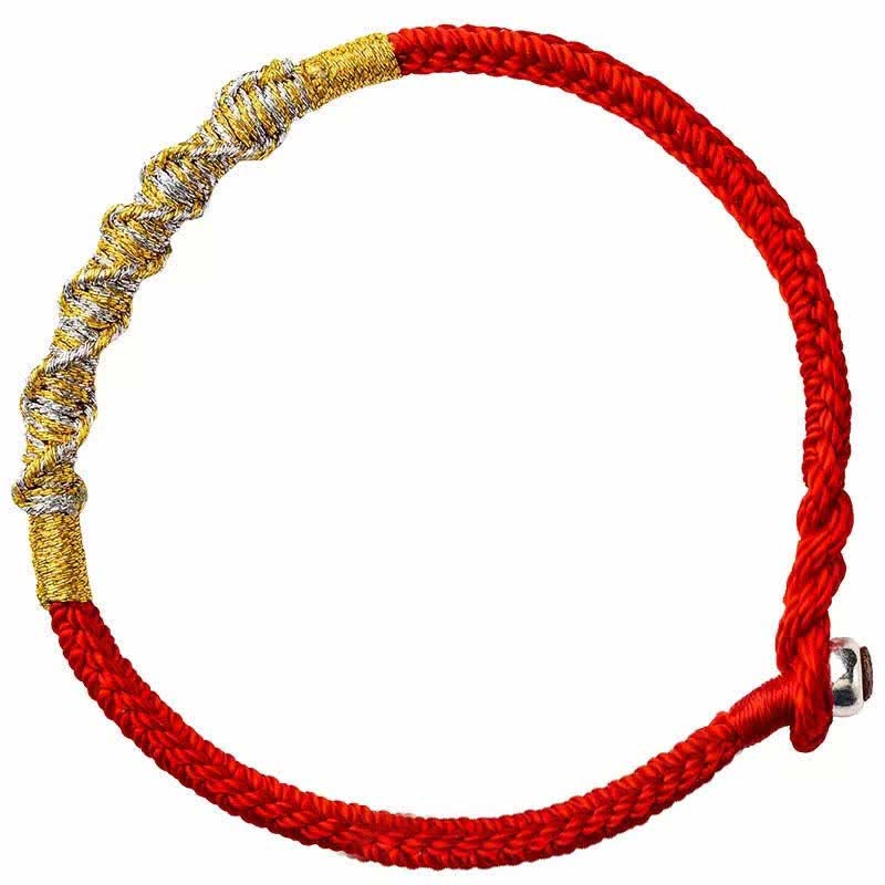 925 Sterling Silver Luck Strength Red String Protection Braid Bracelet