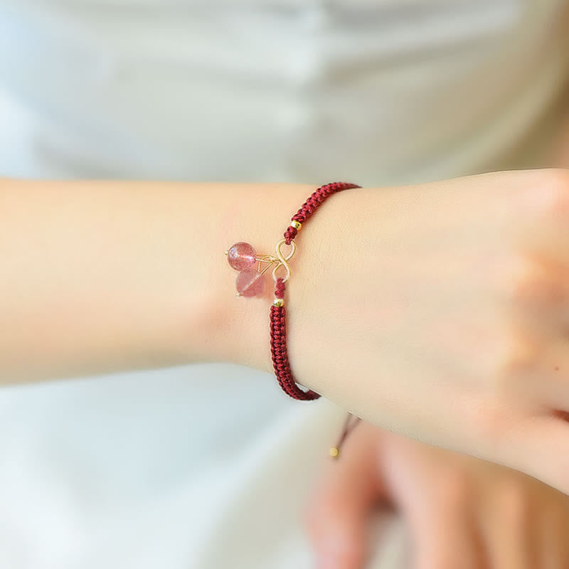 Natural Strawberry Quartz Amethyst Green Phantom Bead Positive Bracelet