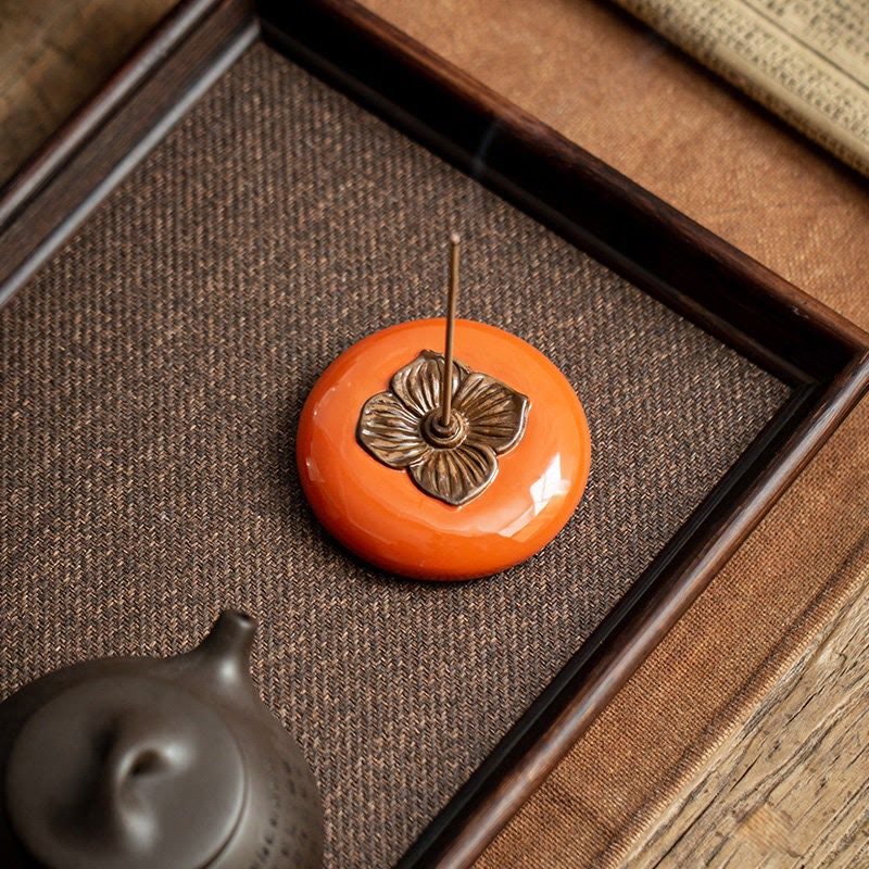 Persimmon Ceramic Meditation Incense Burner Incense Holders