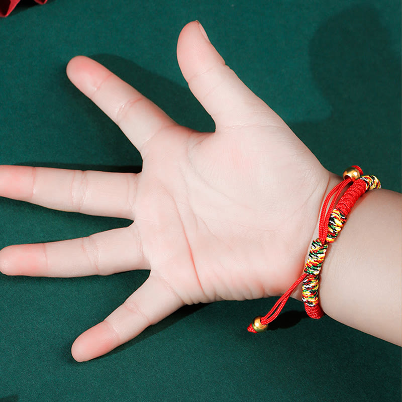 999 Sterling Silver PiXiu Wealth King Kong Knot String Braided Kids Child Bracelet