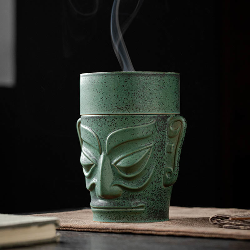 Bronze Age Relics Sanxingdui Mask Three Star Mound Ceramic Incense Burner