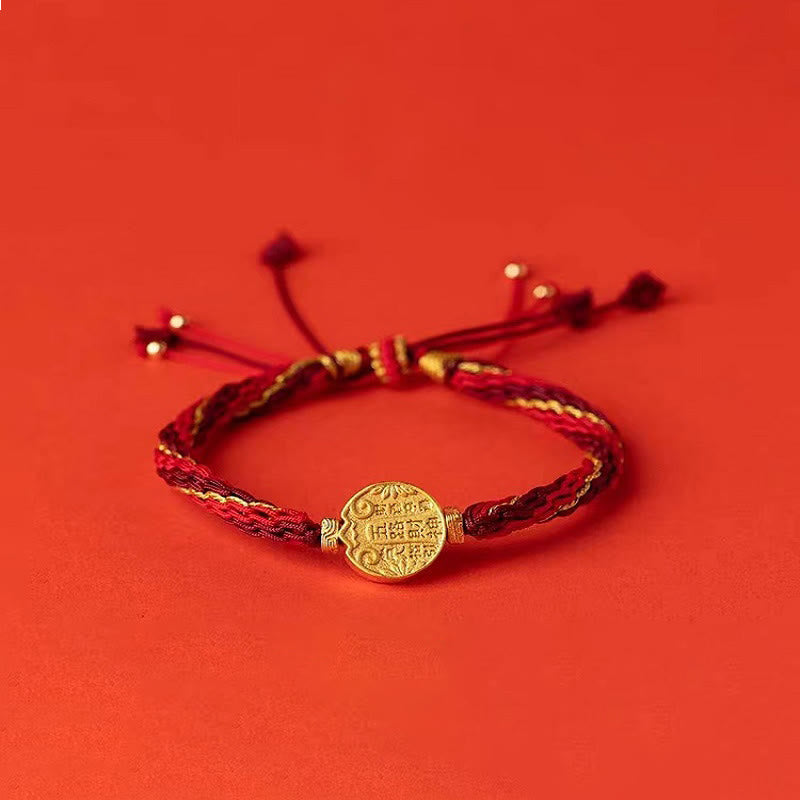 Five Directions Gods of Wealth Handmade Reincarnation Knot Protection String Braid Bracelet