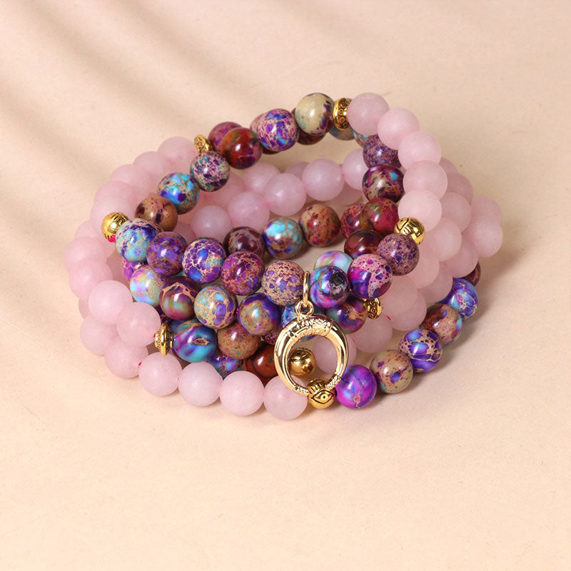108 Beads Miano Real Pink Crystal Mala Bracelet