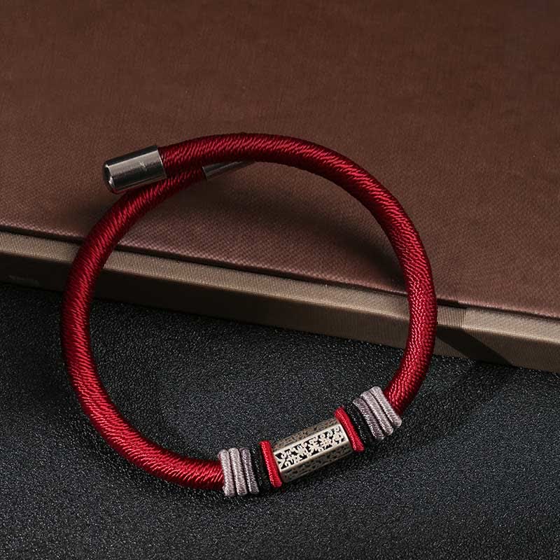 925 Sterling Silver Om Mani Padme Hum Peace Red String Bracelet
