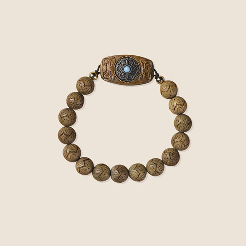 Green Sandalwood Ebony Wood Sandalwood Om Mani Padme Hum Soothing Bracelet