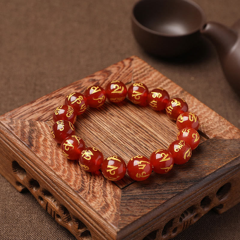 Tibet White Crystal Black Onyx Om Mani Padme Hum Meditation Bracelet