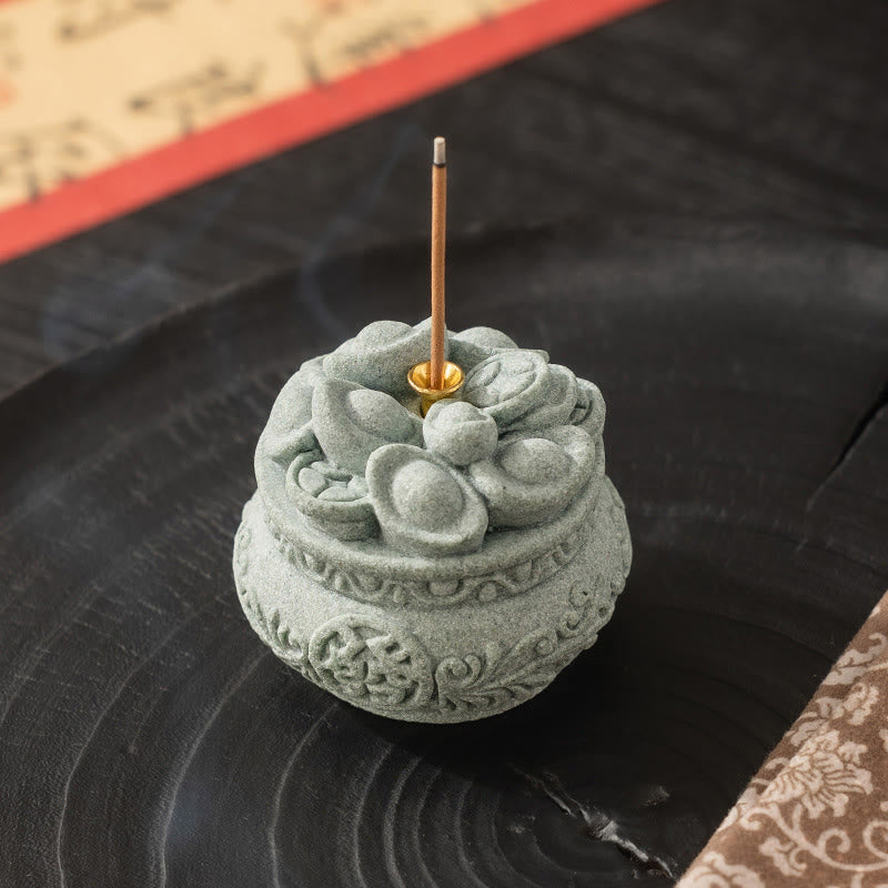 Chinese Character Fu Ingots Incense Burner Desk Decoration