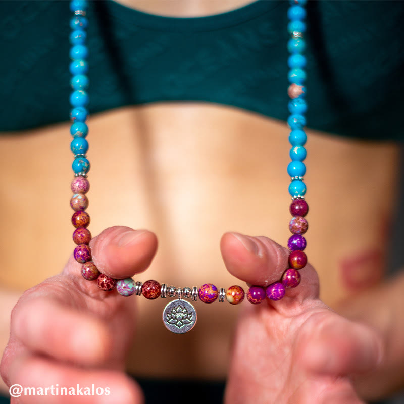 Tibetan Purple Miano Real Bead Harmony Lotus Mala
