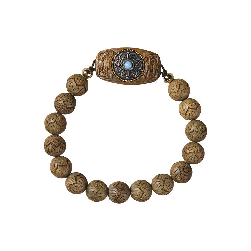 Green Sandalwood Ebony Wood Sandalwood Om Mani Padme Hum Soothing Bracelet