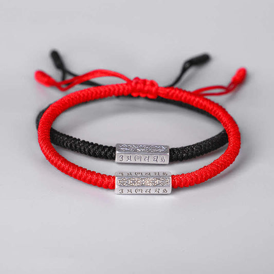 Om Mani Padme Hum Luck Protection Red String Bracelet