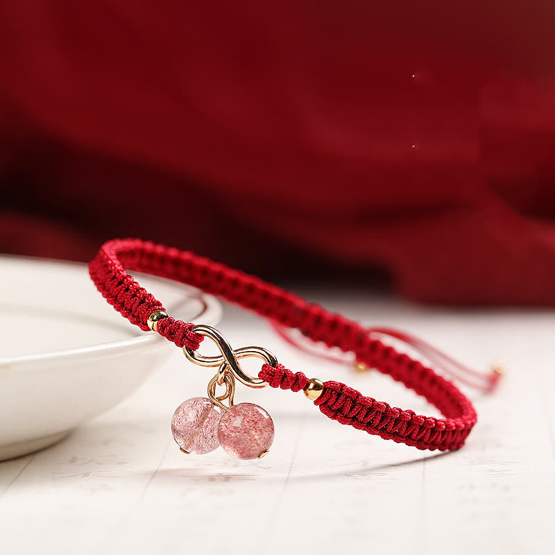 Natural Strawberry Quartz Amethyst Green Phantom Bead Positive Bracelet