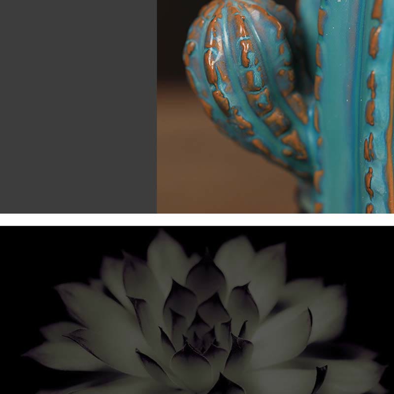 Cactus Ceramic Backflow Smoke Fountain Incense Burner