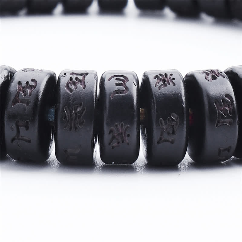 Tibetan Coconut Shell Beads Engraved Om Mani Padme Hum Mantra Happiness Bracelet