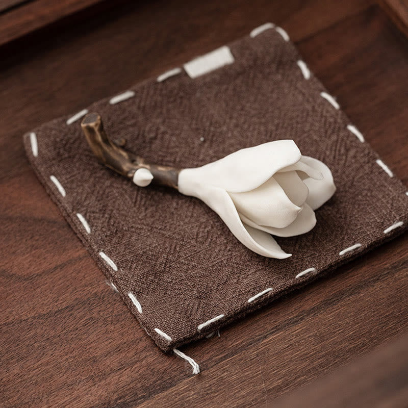 Gardenia Flower Pattern Ceramic Incense Burner Decoration