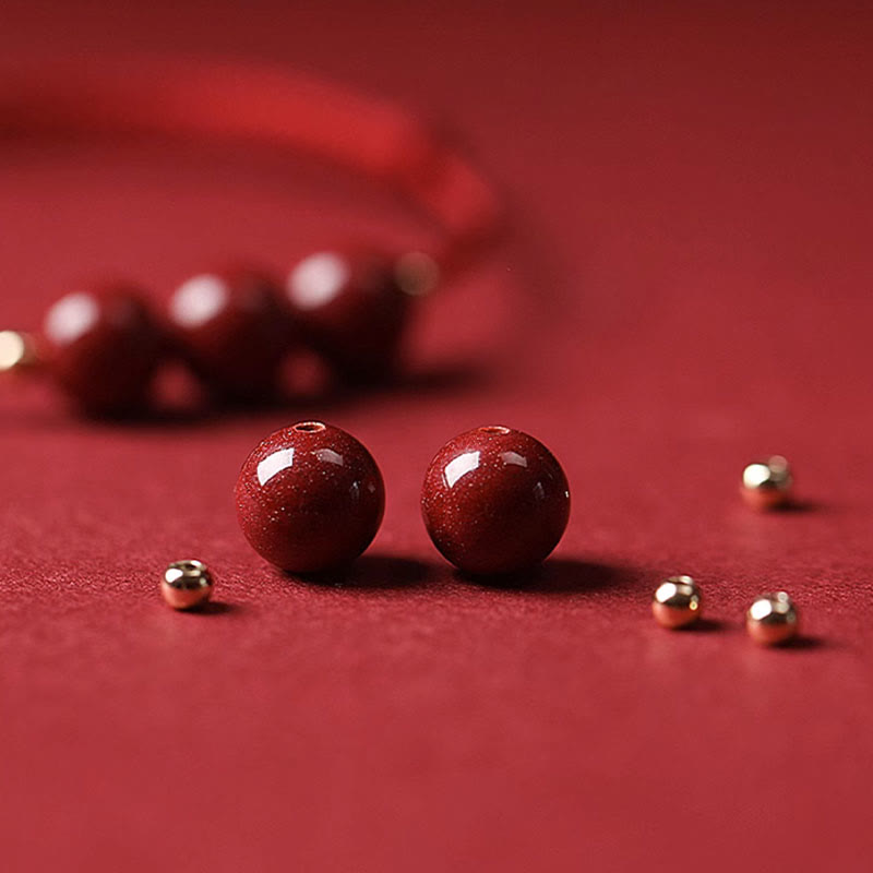 Natural Lucky Cinnabar Bead Blessing String Bracelet Anklet