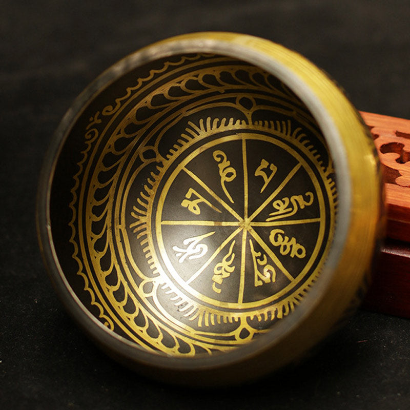Tibetan Meditation Sound Bowl Handcrafted for and Mindfulness Support Protection Singing Bowl Set