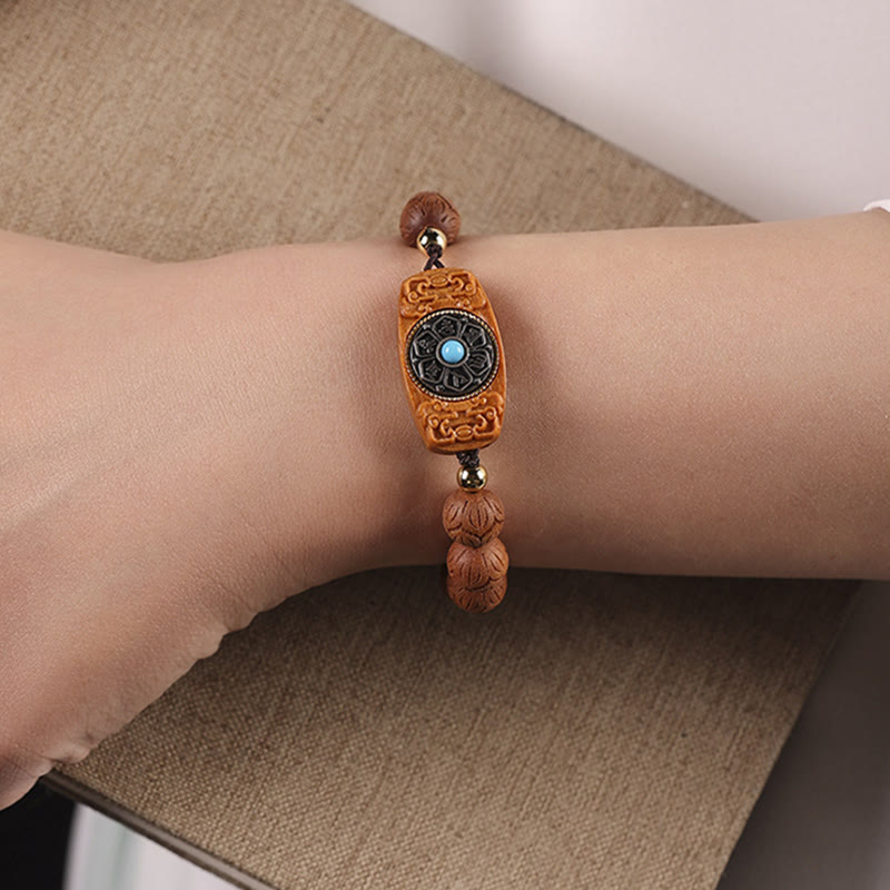 Green Sandalwood Ebony Wood Sandalwood Om Mani Padme Hum Soothing Bracelet