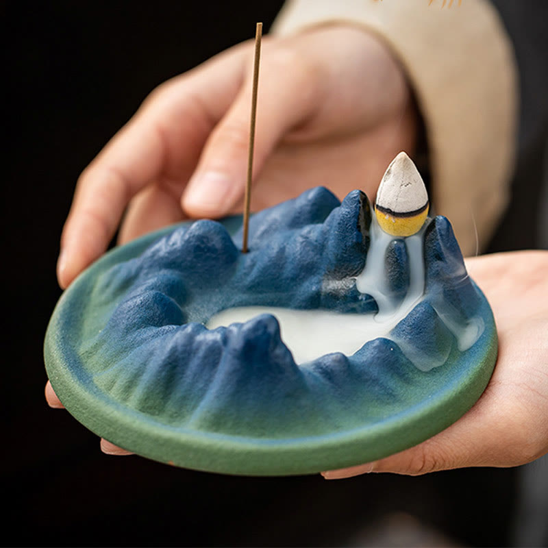 Creative Mountain River Ceramic Backflow Incense Burner