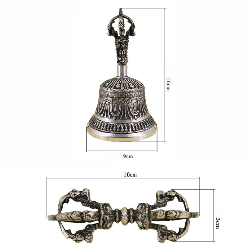 Tibetan Meditation Bell and Vajra Dorje Copper Decoration Set
