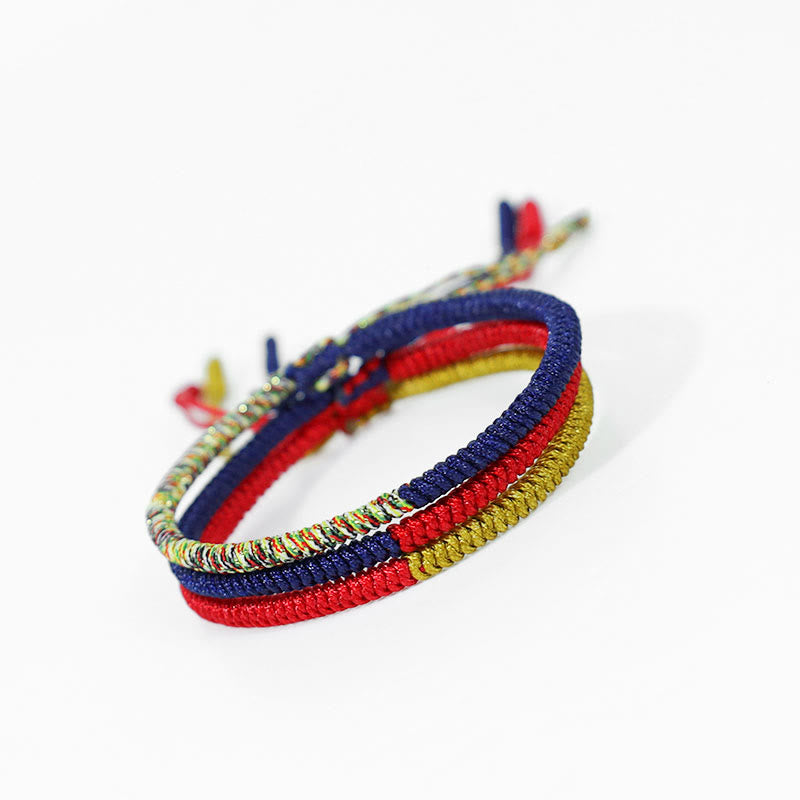 Tibet Handmade Multicolor King Kong Knot Faith Protection Braided Two-Color String Bracelet