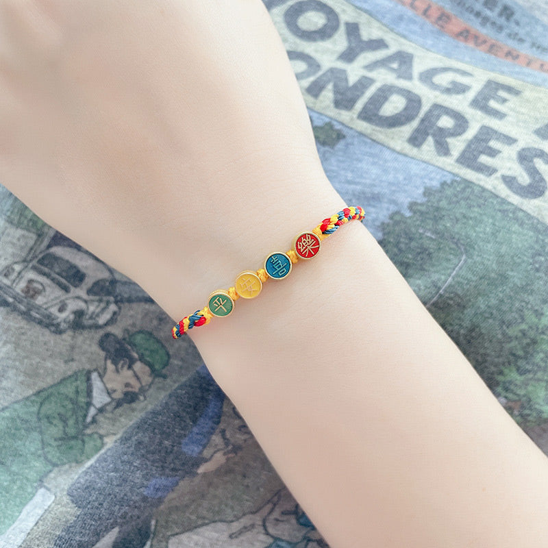 Handmade Dunhuang Color Thread Peace And Joy Protection Braid String Bracelet