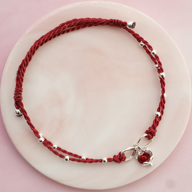 Love Heart Infinity Symbol Braided String Anklet