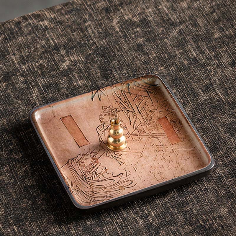 Mountain Lake Flower Leaf Ceramic Plate Tray Stick Incense Burner Decoration