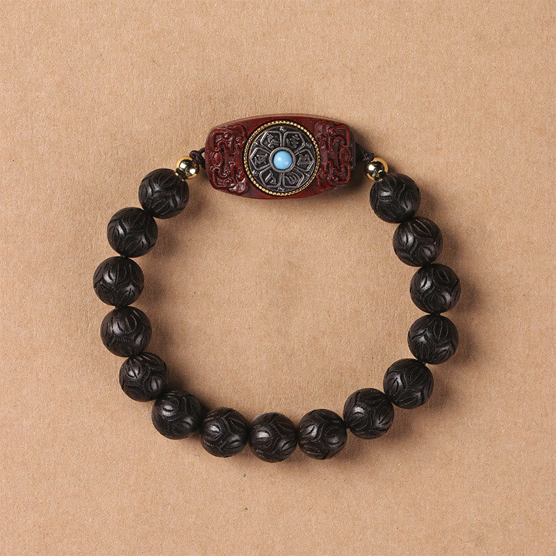 Green Sandalwood Ebony Wood Sandalwood Om Mani Padme Hum Soothing Bracelet