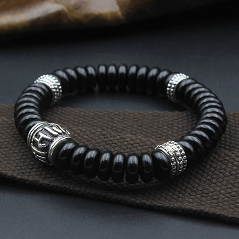 Natural Tibetan Coconut Shell Om Mani Padme Hum Positive Bracelet