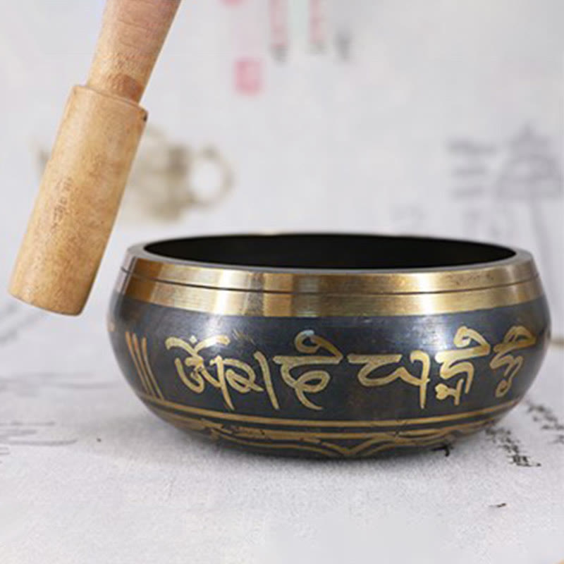 Tibetan Meditation Bowl for and Mindfulness Om Mani Padme Hum Singing Bowl