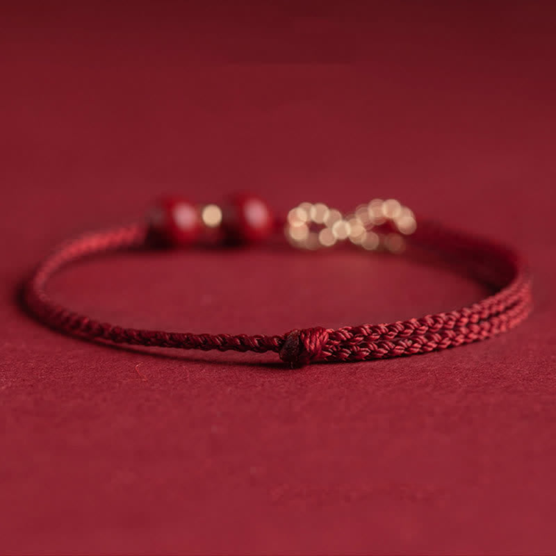 Cinnabar Blessing Red String Golden Infinity Symbol Bracelet Anklet