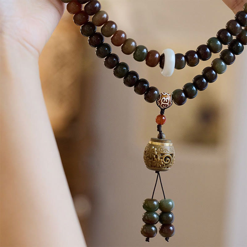 108 Mala Beads Dunhuang Color Bodhi Seed Dzi Bead Keep Away Evil Spirits Bracelet