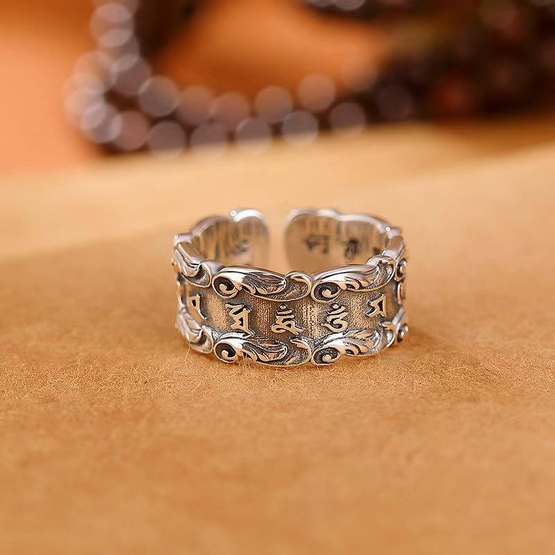 Tibetan Om Mani Padme Hum Design Peace Adjustable Ring