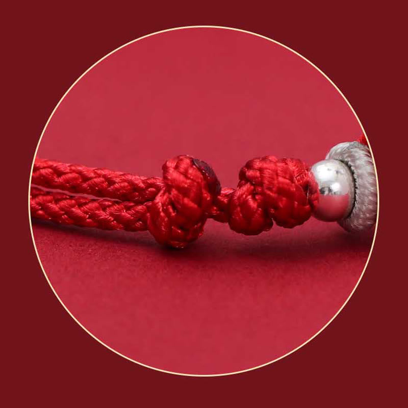 925 Sterling Silver PiXiu Fu Character Wealth Luck Handmade Braided Bracelet