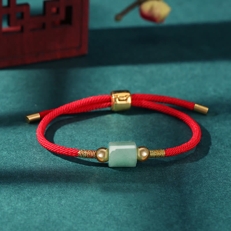 Tibet Handmade Green Aventurine Red Stone Malachite Luck Protection Braided Rope Bracelet