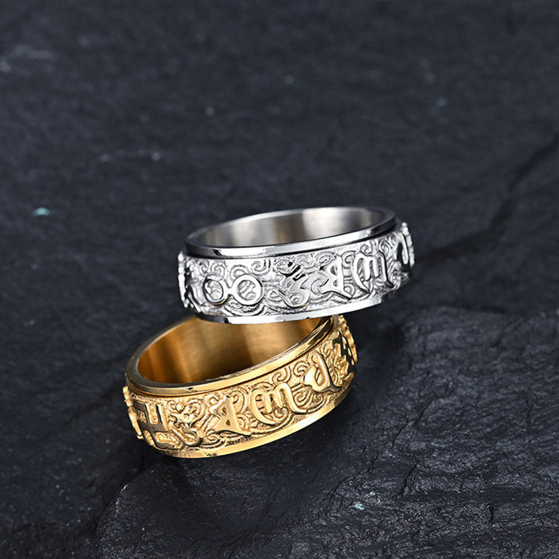 Six True Words Balance Calm Titanium Steel Ring