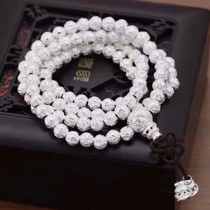 Tibetan Om Mani Padme Hum Carved Alloy Beads Amulet Bracelet