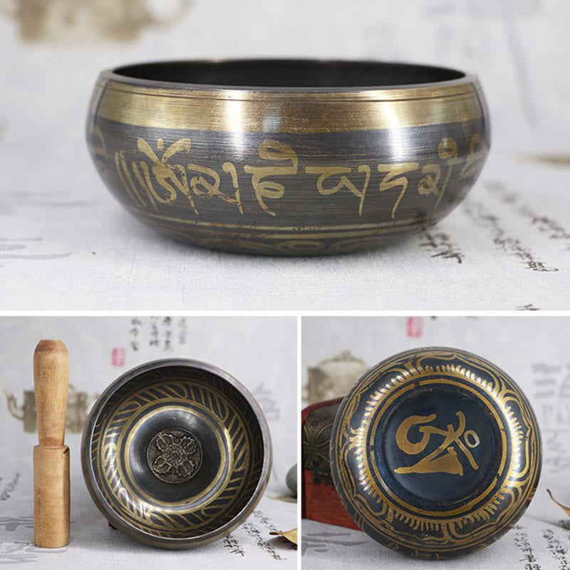 Tibetan Meditation Bowl for and Mindfulness Om Mani Padme Hum Singing Bowl