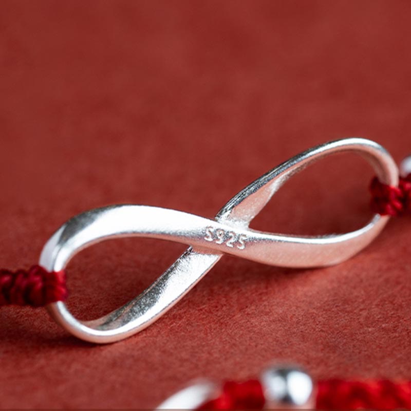 925 Sterling Silver Endless Knot Protection Luck Red String Bracelet Anklet
