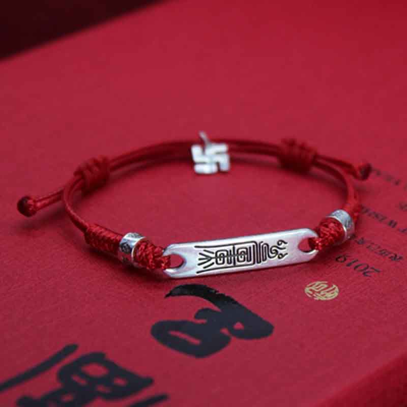 925 Sterling Silver Red String Luck Strength Braid Bracelet