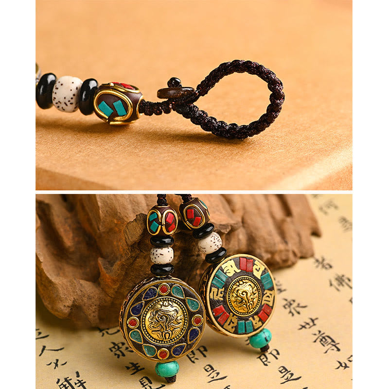 Tibetan Om Mani Padme Hum Bodhi Seed Peace Key Chain