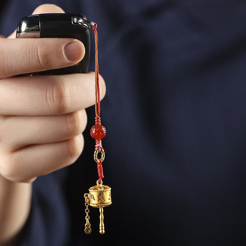 Tibetan Om Mani Padme Hum Prayer Wheel Amulet Charm Protection Phone Hanging Decoration