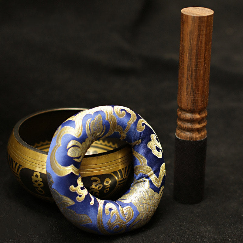 Tibetan Meditation Sound Bowl Handcrafted for and Mindfulness Support Protection Singing Bowl Set