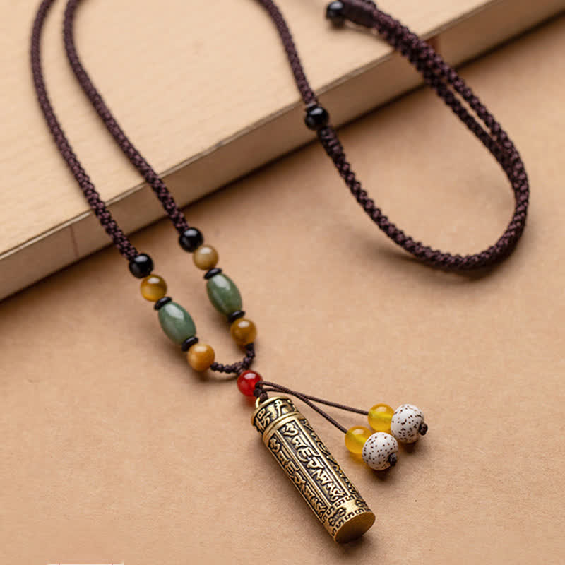 Tibet Om Mani Padme Hum Agate Shurangama Sutra Protection Necklace Pendant