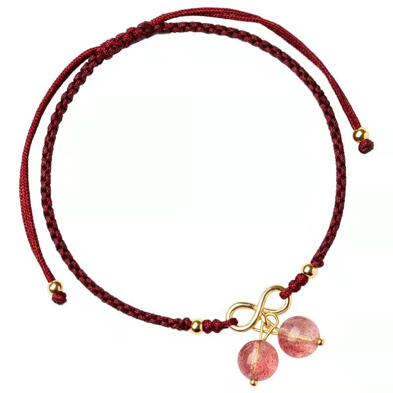 Natural Strawberry Quartz Amethyst Green Phantom Bead Positive Bracelet