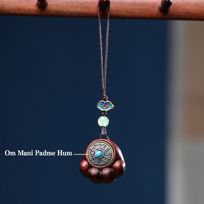 Sandalwood Small Leaf Red Sandalwood Green Sandalwood Lucky Cat Paw Claw Om Mani Padme Hum Protection Phone Hanging Decoration