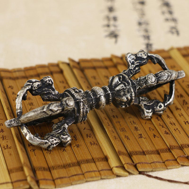 Tibetan Meditation Bell and Vajra Dorje Copper Decoration Set