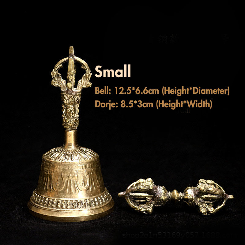Tibetan Meditation Bell and Vajra Dorje Copper Decoration Set