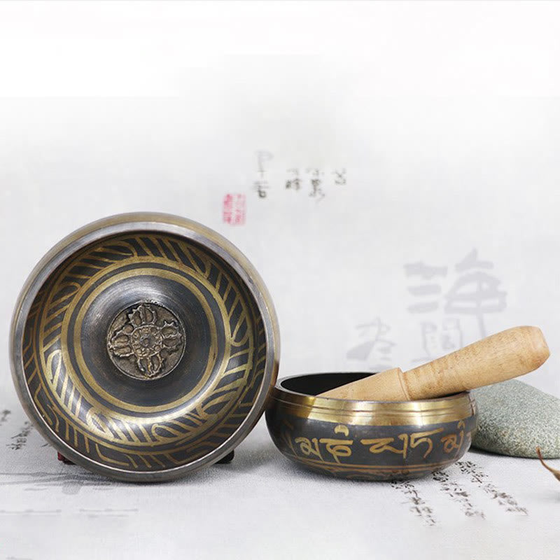Tibetan Meditation Bowl for and Mindfulness Om Mani Padme Hum Singing Bowl